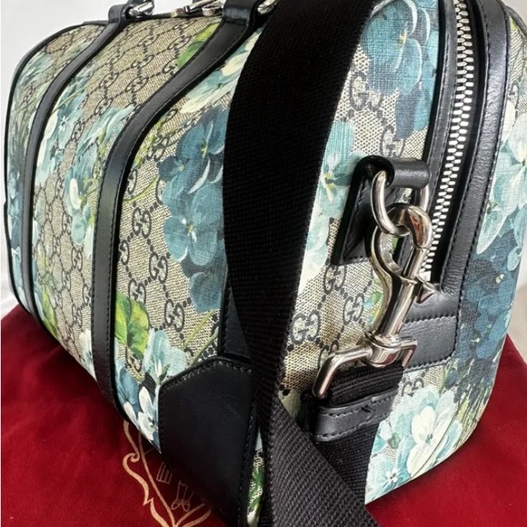 Gucci RARE! Supreme GG Large Signature Blue Blooms on Monogram Boston Satchel - Picture 10 of 17